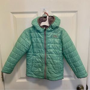 The North Face mint green reversible coat